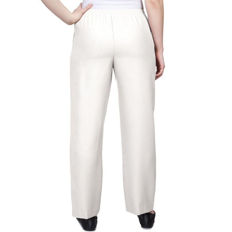 Alfred Dunner Womenâ€™s All Around Elastic Waist Polyester Cropped Missy Pants - Pull-On Style, Classic Cut, Figure Flattering Relaxed Fit, White, 10 - Image 2